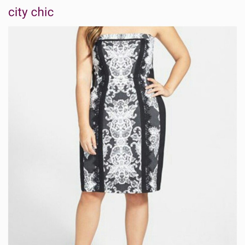 City Chic Lace Affair Strapless Dress. New Without Tags